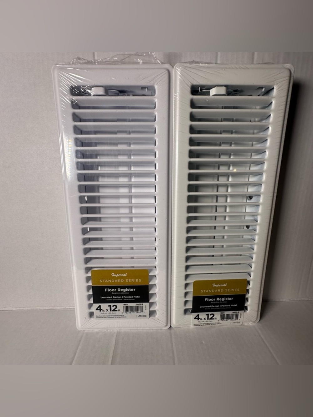 LOT OF 4-Imperial Floor Register 4”x12 + Sidewall Ceiling 2 Way 6”X10-2 OF EACH